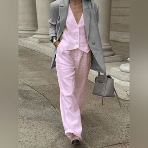 NWT Commense Pink Linen Pant Set
